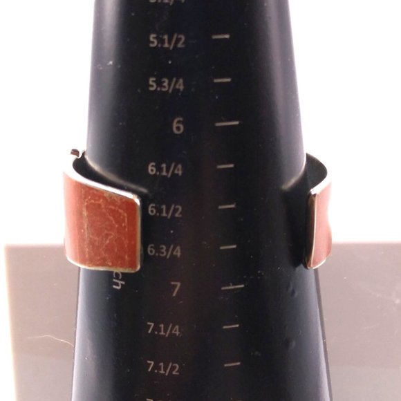 Vintage Coral Cuff Bracelet, Adjustable Made in Philippines, Inlaid Panels - Picture 6 of 6